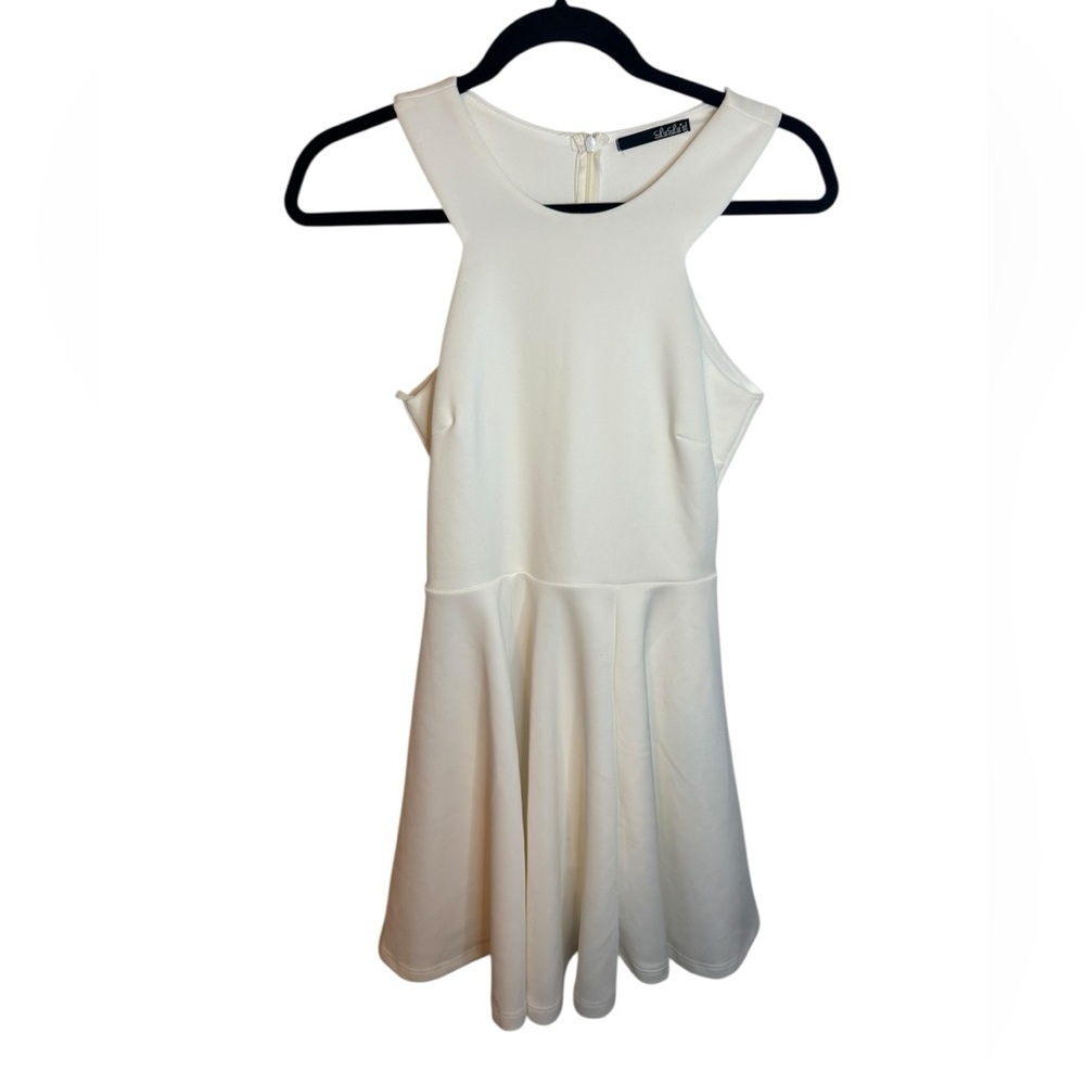 Lulus High Neck White Fit & Flare Skater Dress